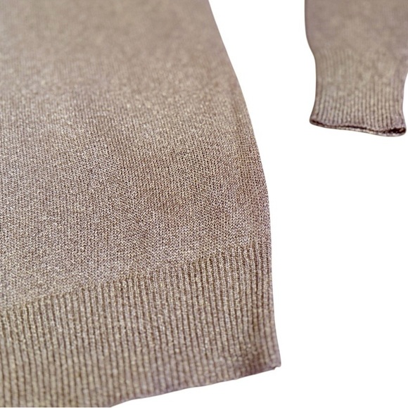 1990’s Caché Gold Lurex Turtleneck Pullover Sweater, Medium - Picture 3 of 6